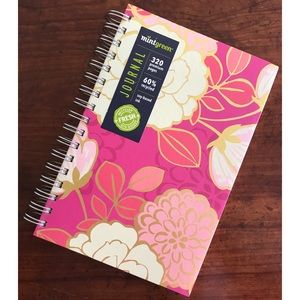 🔥BOGO- 🆕 Pink White Gold Flower Ring Binder Journal 📓